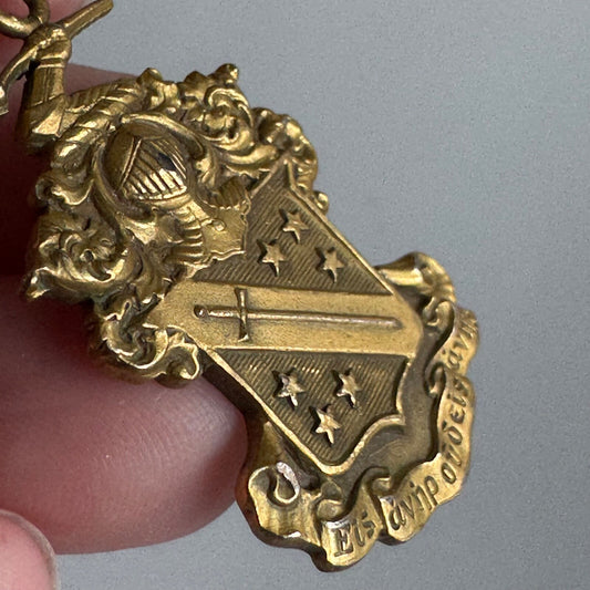 VINTAGE PHI DELTA THETA FRATERNITY COAT OF ARMS PENDANT CHARM 1/20 10k GF