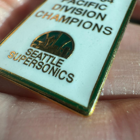 1993-94 Seattle Supersonics Pacific Division Champions Banner Enamel Lapel Pin