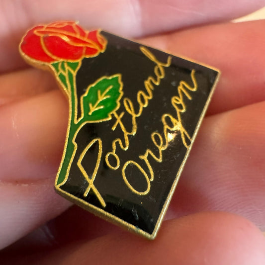 Vintage Portland Oregon Red Rose Lapel Pin OR