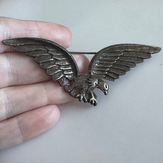 Dramatic Bald Eagle In Flight Brooch - Large
