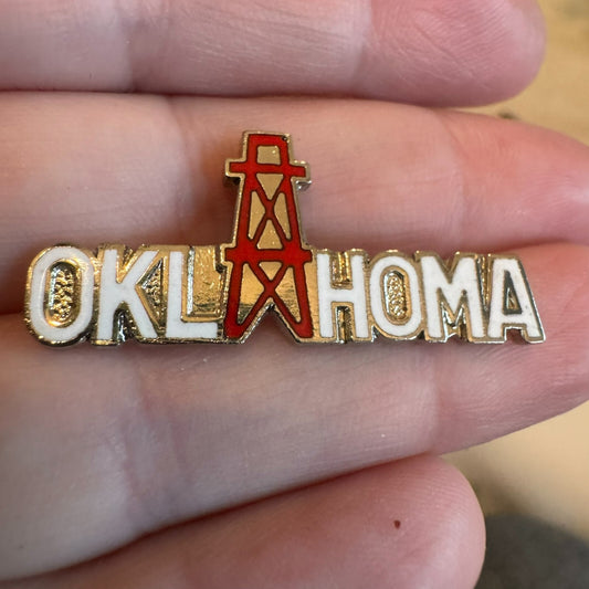 Vintage Oklahoma Oil Rig Derrick Enamel Lapel Pin