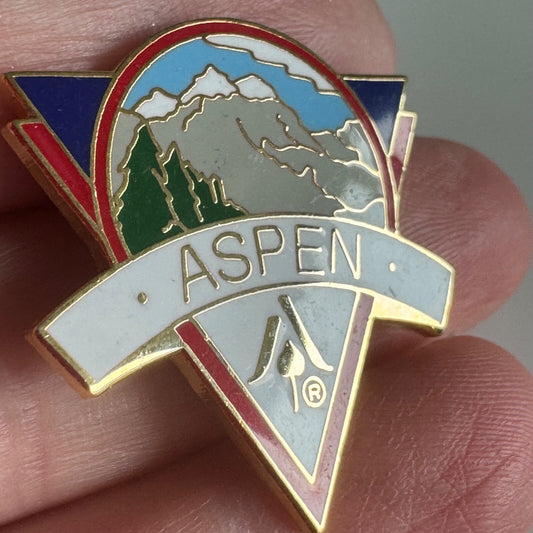 Vintage Aspen Colorado Souvenir Tourist Lapel Pin Ski Skiing