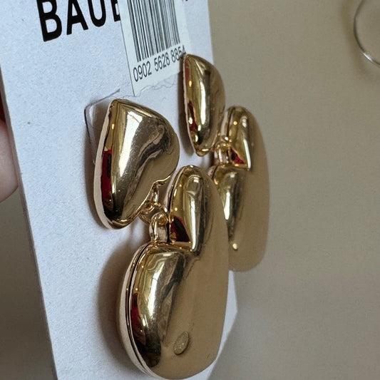 Bauble Bar Gold-Toned Heart Dangle Earrings New On Card Pierced