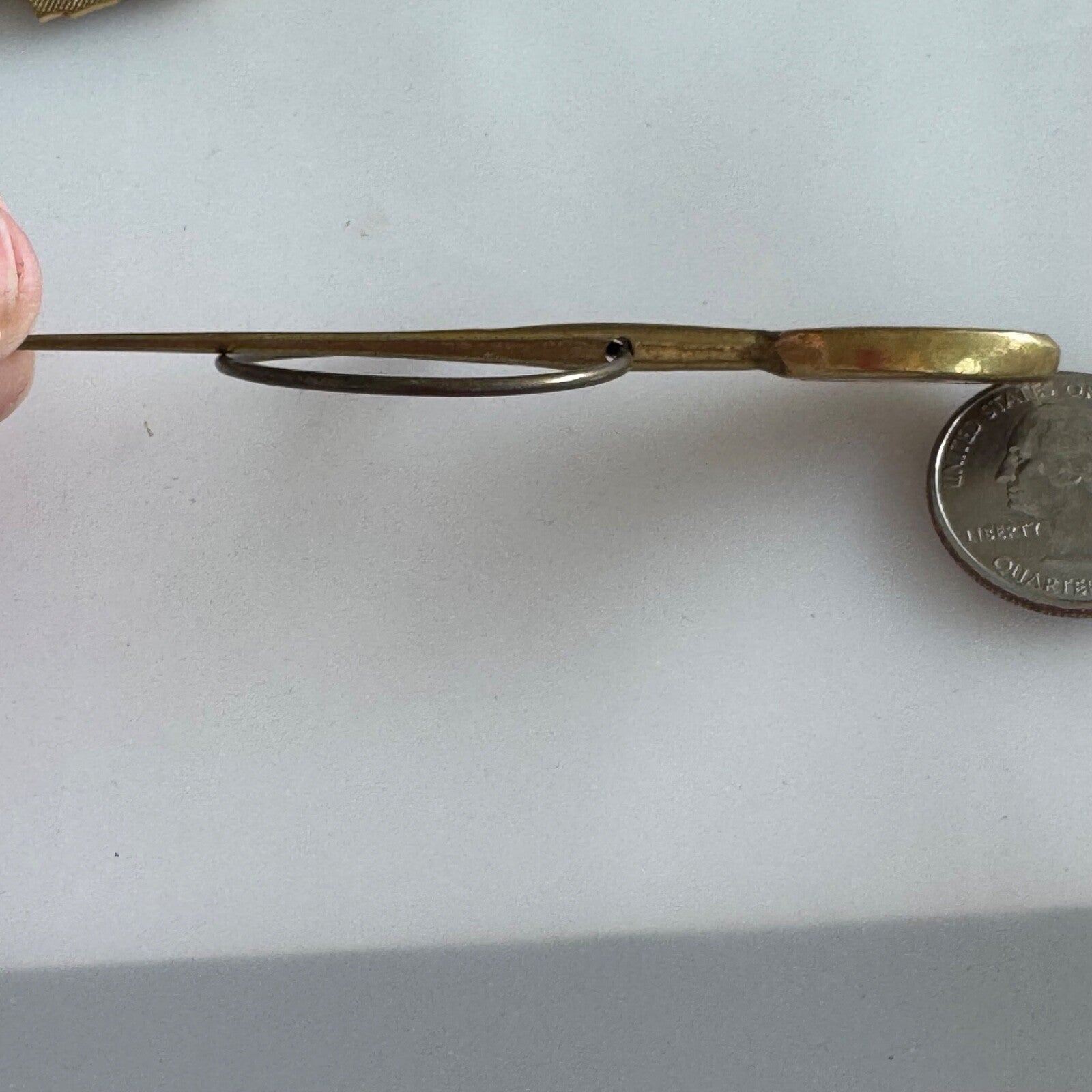 Vintage Antique SCOTTISH AGATE ENAMEL PENANNULAR ARTSY BRASS BROOCH PIN
