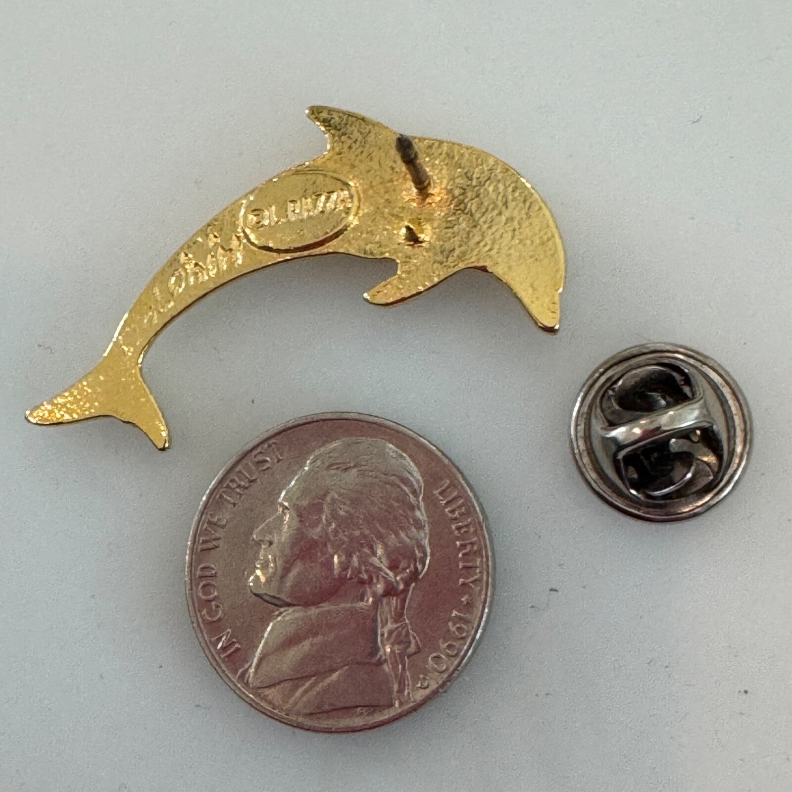 Vintage L. Razza Gold Tone Dolphi Lapel Pin Brooch