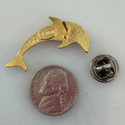 Vintage L. Razza Gold Tone Dolphi Lapel Pin Brooch