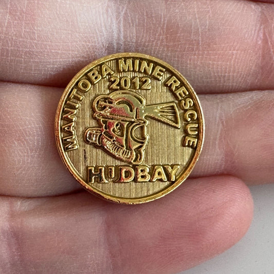2012 Manitoba Mine Rescue Competition HudBay Gold Tone Lapel Pin 