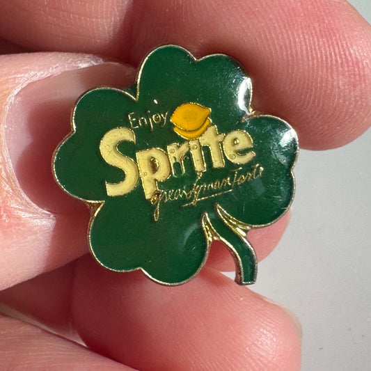 Vintage Enjoy Sprite Great Lemon Taste Logo Shamrock Lapel Pin