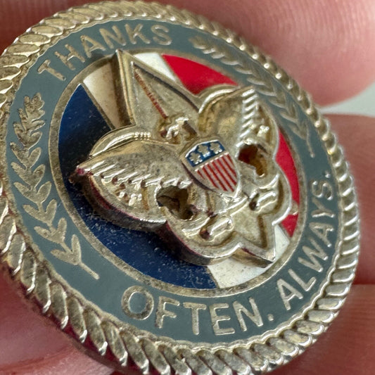 Vintage Boy Scouts Thanks Often Always Lapel Pin Tie Tack