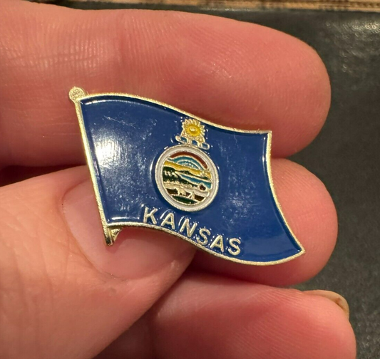 Kansas State Enamel Flag Lapel Pin