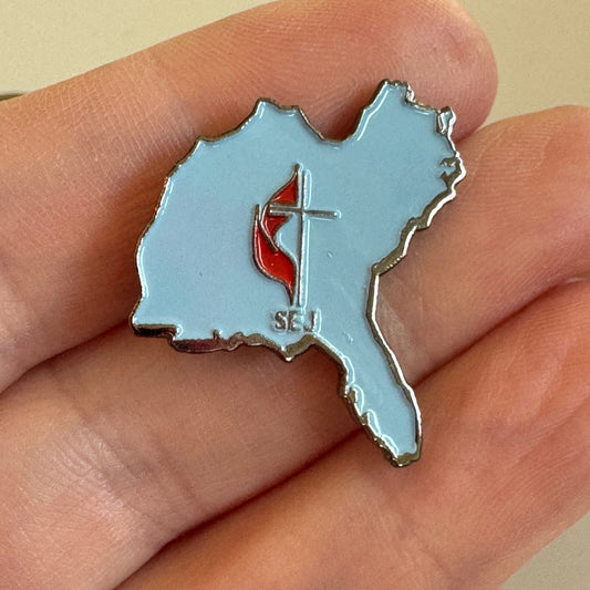 SEJ United Methodist Church Regional Blue Map Pin Southeastern Jurisdiction RARE