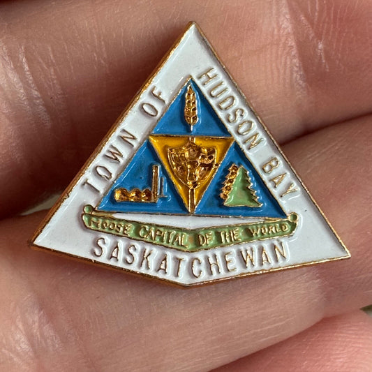Vtg Town of Hudson Bay Saskatchewan Moose Capital of the World Lapel Pin