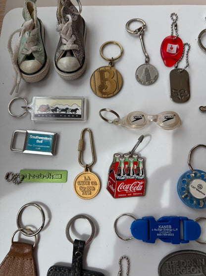 Lot of 45+ Vintage to Now Advertising Keychains Key Chains Bag Tags