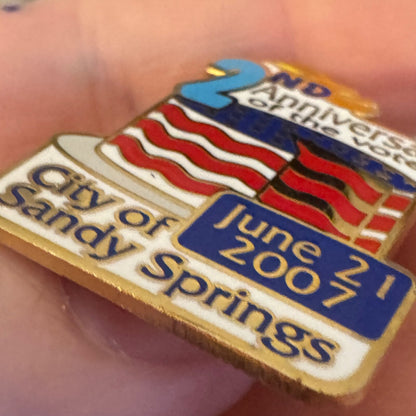 2007 City of Sandy Springs 2nd Anniversary of the Vote Lapel Pin Limited Edition