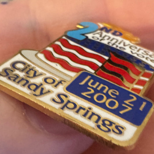 2007 City of Sandy Springs 2nd Anniversary of the Vote Lapel Pin Limited Edition