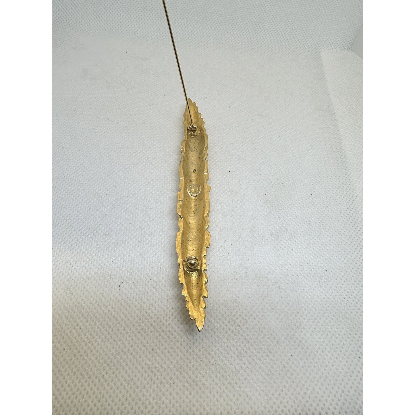 Big VTG 90s Karl Lagerfeld Gold Wheat Bar Brooch Pin 4.75” Runway Couture