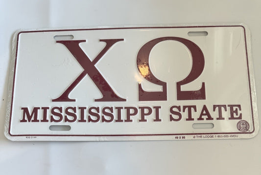 Vintage Mississippi State University Chi Omega - License Plate Tag New Old Stock