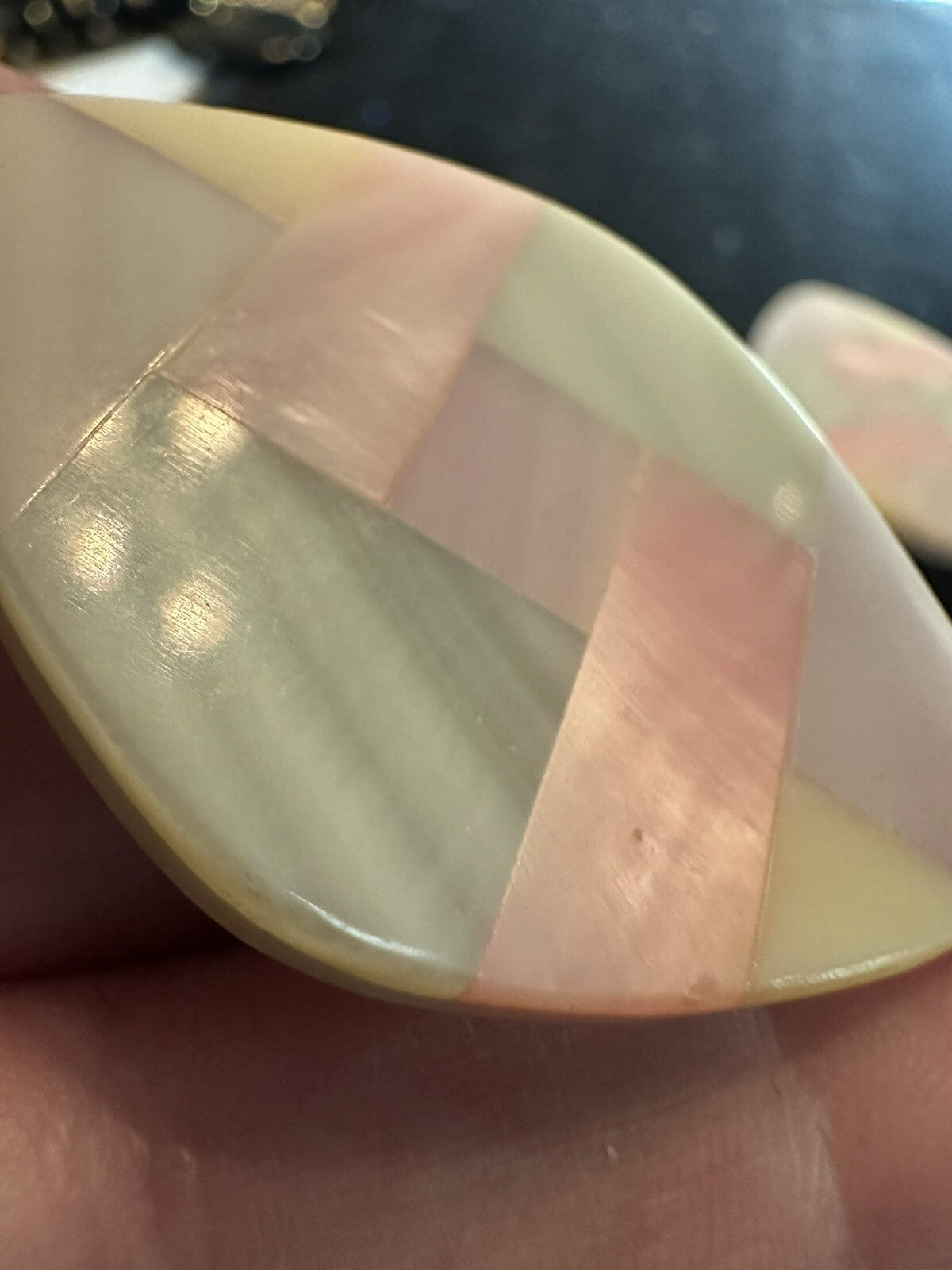 Avon Mother of Pearl Mosaic Pastel Colors Pierced Earrings in Original Box