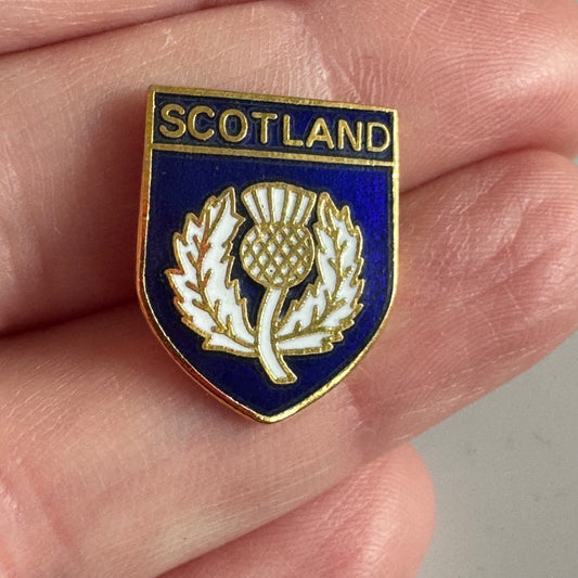 Vintage Scotland Thistle Cloisonne Shield Crest Lapel Pin Souvenir Tourist