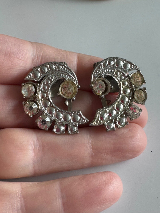Antique Crescent Rhinestone Dress Clips – Art Deco Style