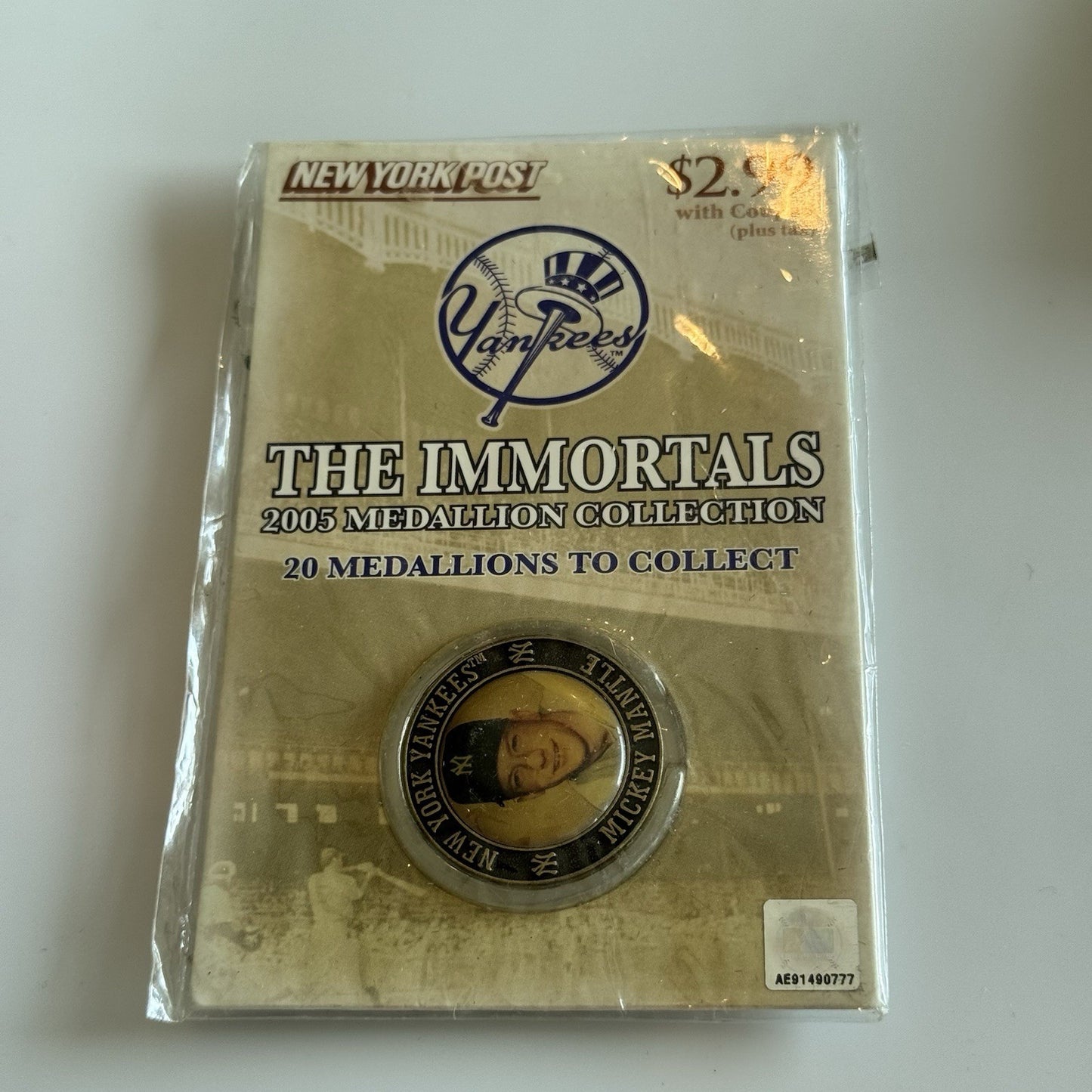 2005 Mickey Mantle New York Post Medallion Yankees Sealed The Immortals Mint