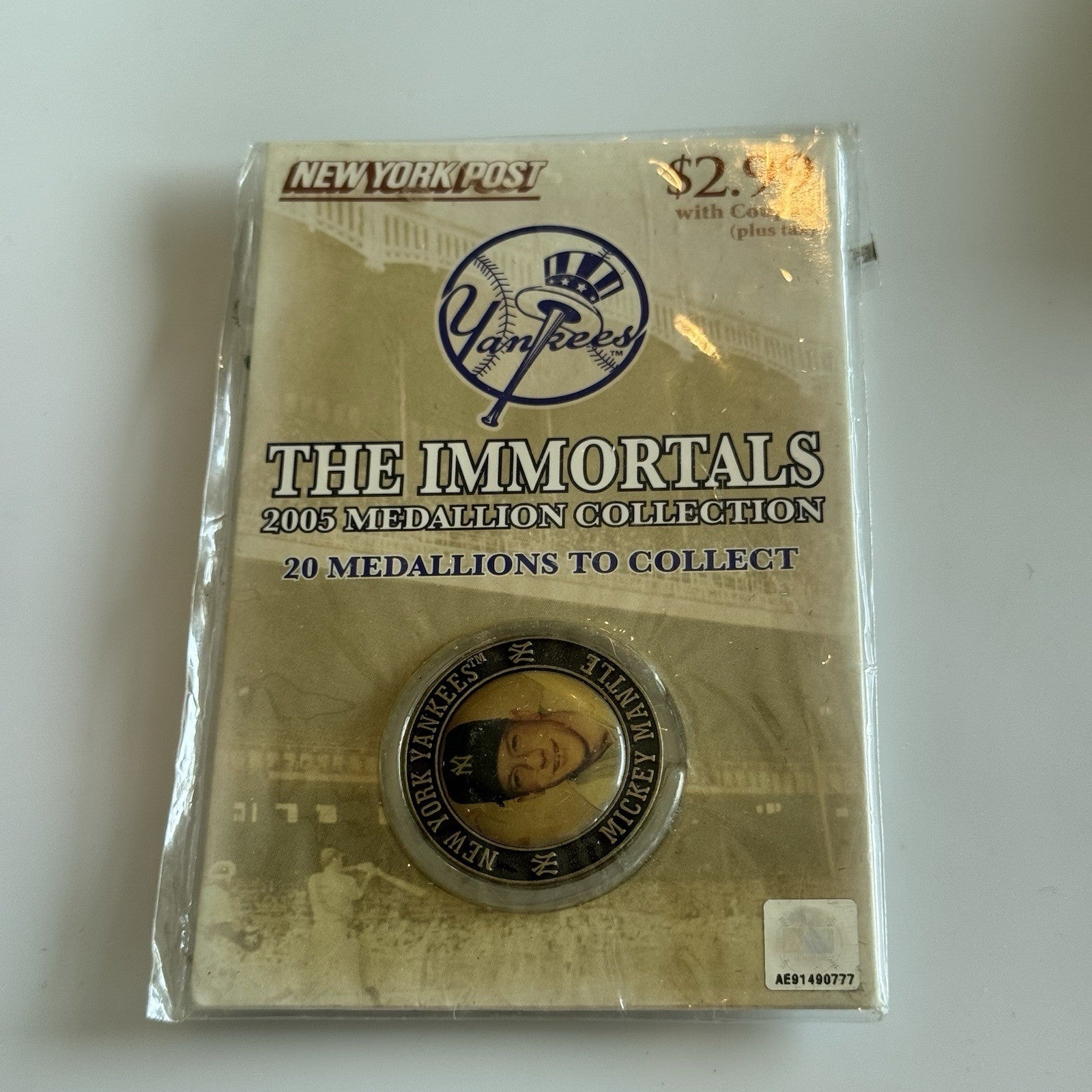 2005 Mickey Mantle New York Post Medallion Yankees Sealed The Immortals Mint
