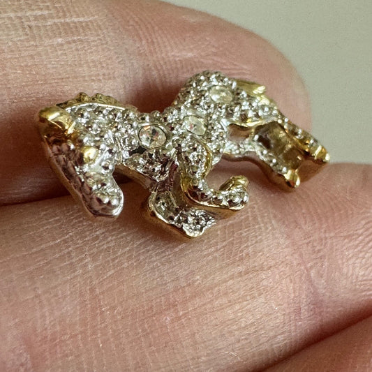 Gold & Rhinestone Prancing Horse Brooch Pin Tie Tack Signed