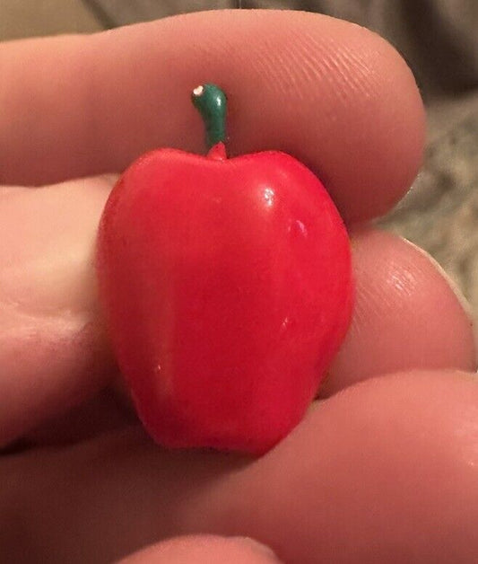Red Apple Green Leaf Pin Metal Lapel Enamel Collectible Vintage