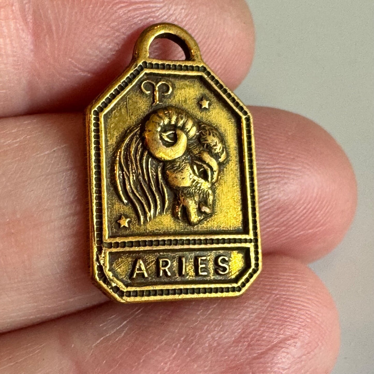 Vintage Zodiac Pendants 1930s-1940s Brass Charm Gold Tone NOS Astrology