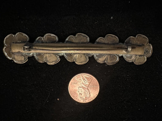 Antique Victorian Art Nouveau Forget Me Not Bar Brooch Pin Beautiful Patina!
