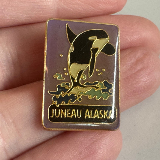 Vintage Juneau Alaska Orca Lapel Pin Souvenir Tourist