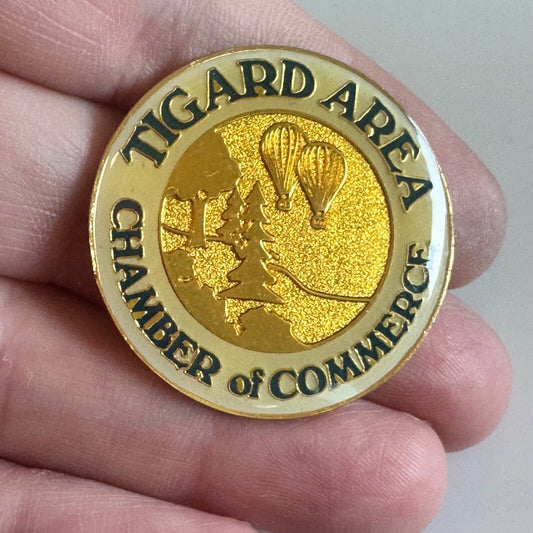 Vtg Tigard Oregon Chamber of Commerce Enamel Pin – Souvenir Hot Air Balloon