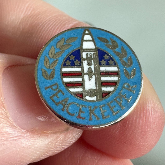 VINTAGE USAF PEACEKEEPER MISSILE MX LGM-118 MIRV ICBM LAPEL PIN TIE TACK ENAMEL