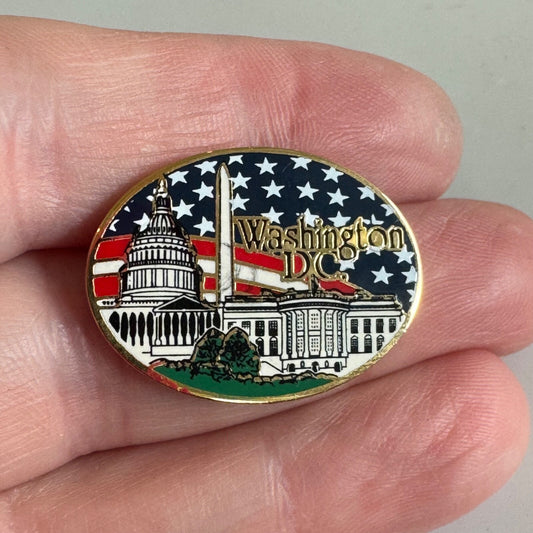 Washington D.C. USA Capitol Landmarks American Flag Pin 