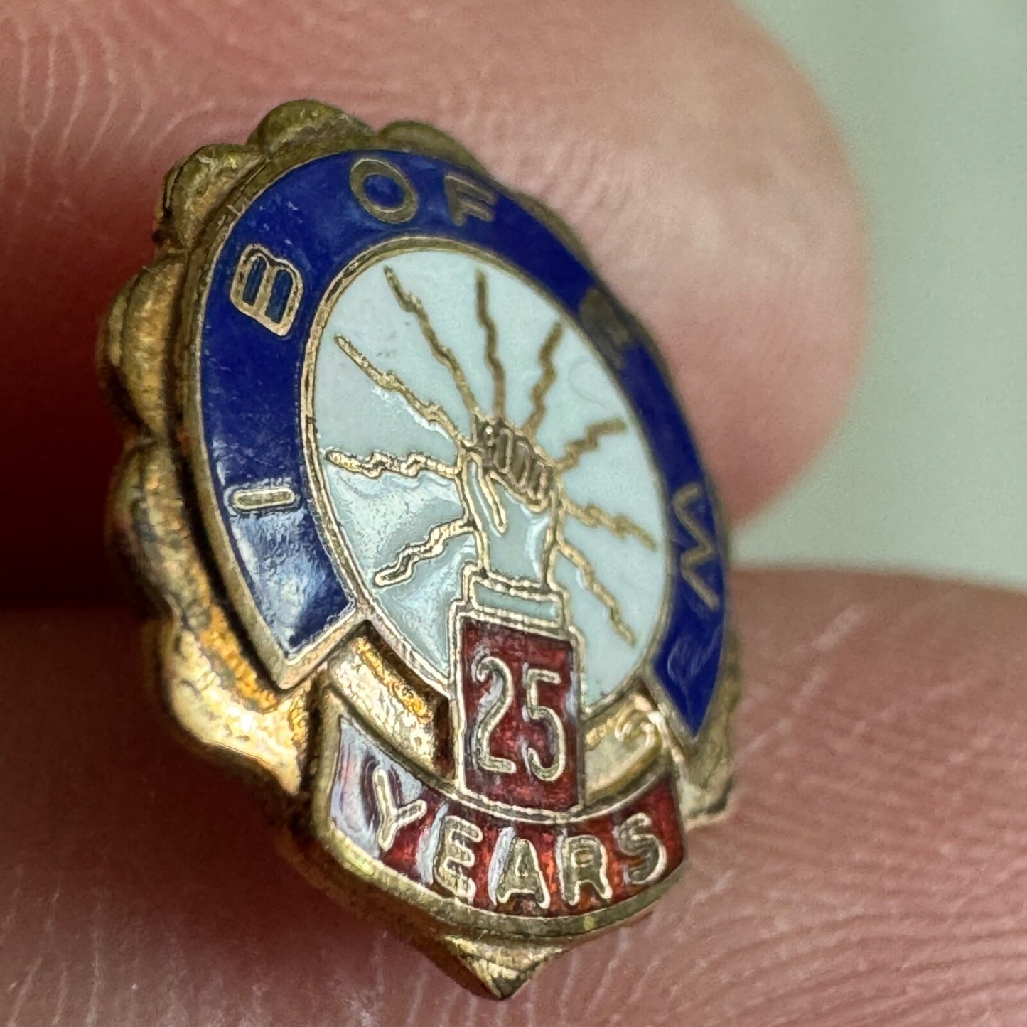 Vtg IB of EW IBEW 25 Years Lapel Pin Tie Tack Electrical Workers Union Tie Tack