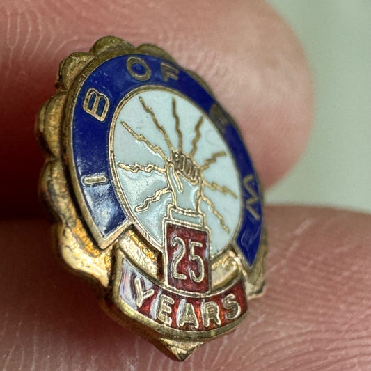 Vtg IB of EW IBEW 25 Years Lapel Pin Tie Tack Electrical Workers Union Tie Tack