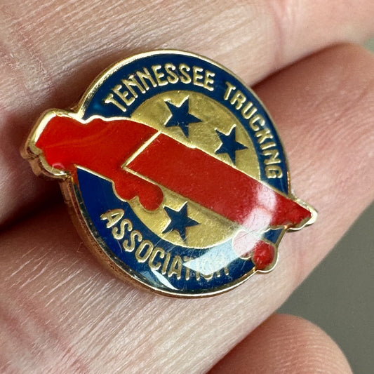 Vintage Tennessee Trucking Association Pin Tie Tack – Red Semi on Blue Emblem