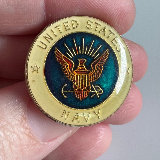 United States Navy Round Pin – Classic Deep Blue Emblem
