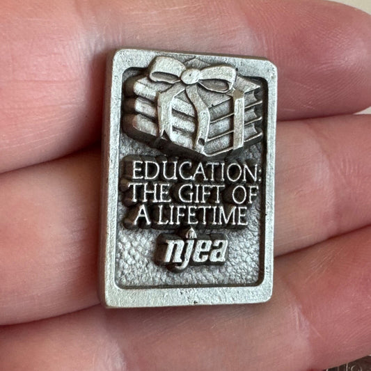 Vintage NJEA Education: The Gift of a Lifetime Lapel Pin Pewter New Jersey