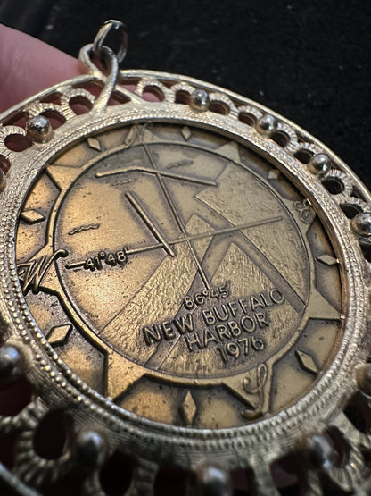 1976 Spirit Of ‘76 Medal New Buffalo Harbor Bicentennial USA Coin Pendant