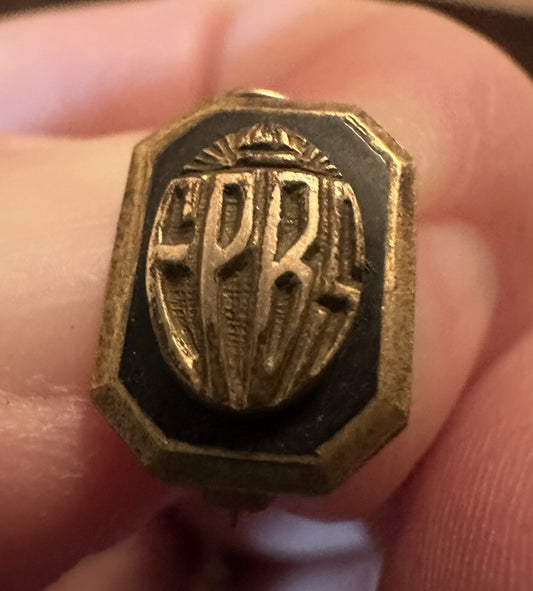 1940 FPBS Floral Park-Bellerose School Lapel Pin Good Filled Signed