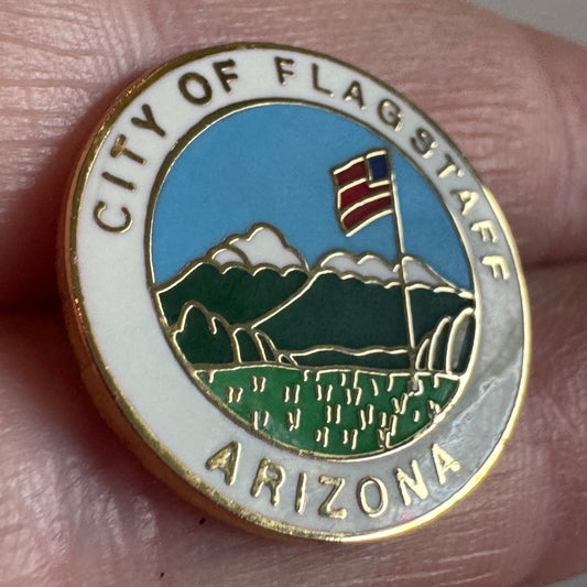 Vintage City of Flagstaff Arizona Coat of Arms Lapel Pin Souvenir Tourist