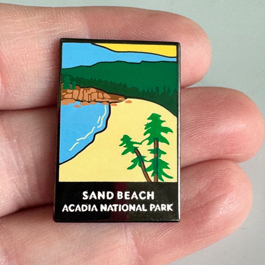 Sand Beach Acadia National Park Pin – Coastal Landscape Rare