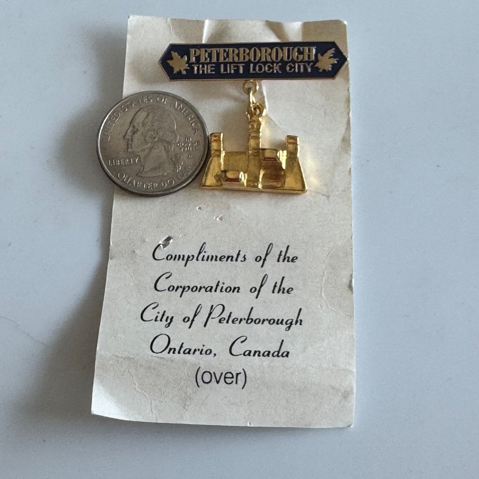 Vintage Peterborough Ontario Canada Souvenir Dangle Pin – Lift Lock City