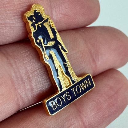Vintage Boys Town Nebraska Silhouette Gold & Black Enamel Lapel Pin