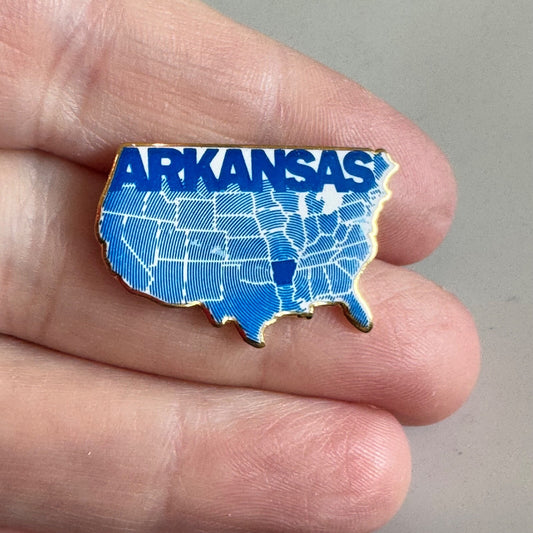 Vintage Arkansas on U.S. Map Pin Souvenir Tourist Blue