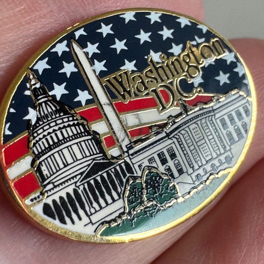 Washington D.C. USA Capitol Landmarks American Flag Pin 