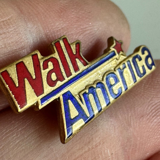 Walk America Patriotic Pin – Red, White & Blue March Support Badge
