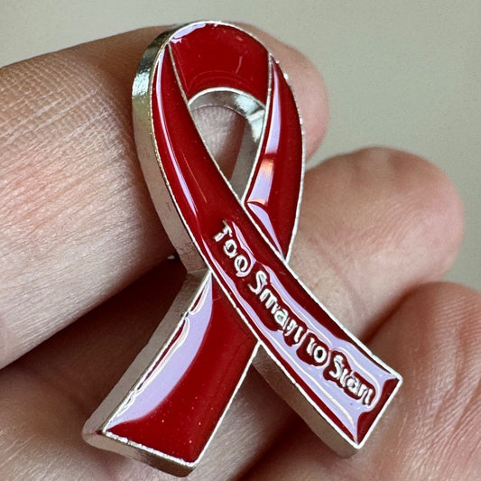 Too Smart to Start Red Ribbon Awareness Pin – Anti-Drug Campaign Emblem