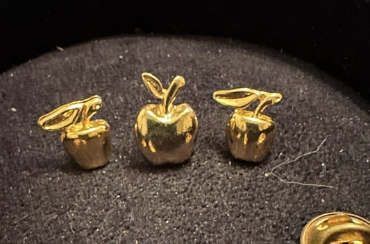 3 Gold Tone Apple Lapel Pins